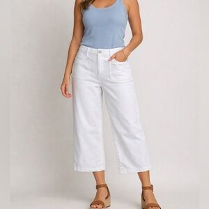 NWT Jessica Simpson High Rise Crop Wide Leg Jeans Bright White Size 12